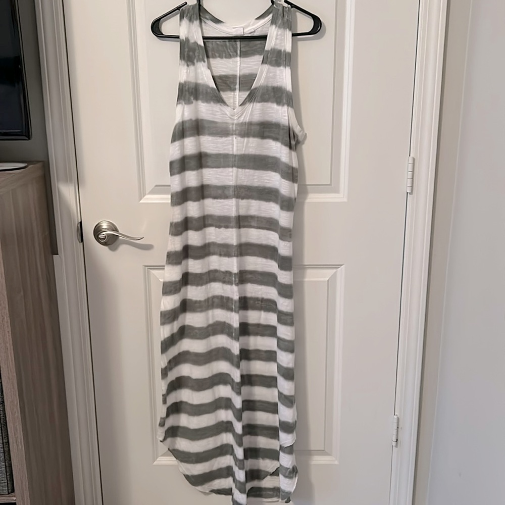 Gap size MTall sleeveless tank dress.  Grayish or could go olive stripes.